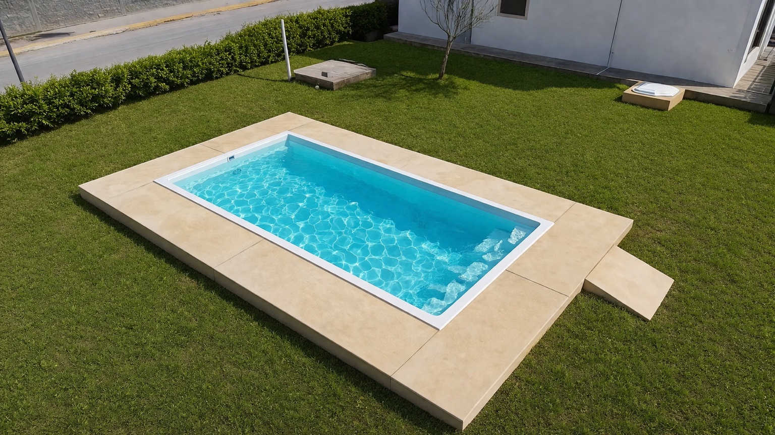 Proyecto real de Ola Piscinas: alberca rectangular instalada en un jardín